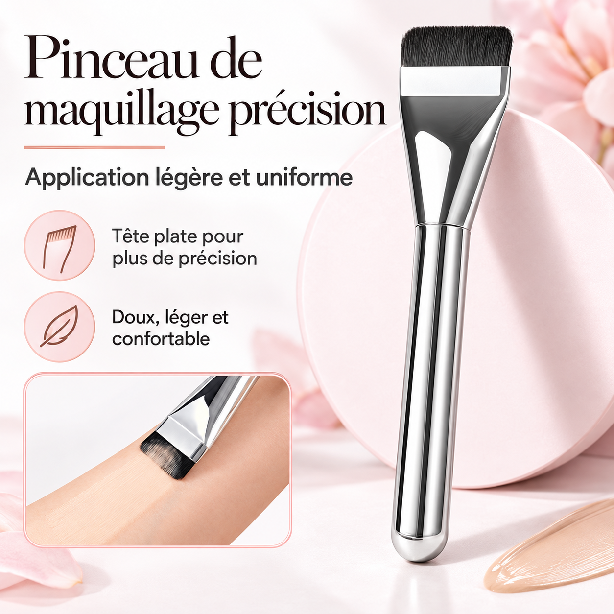 Pinceau de Maquillage Tête Ronde Anti-Cernes Anti-Bavure