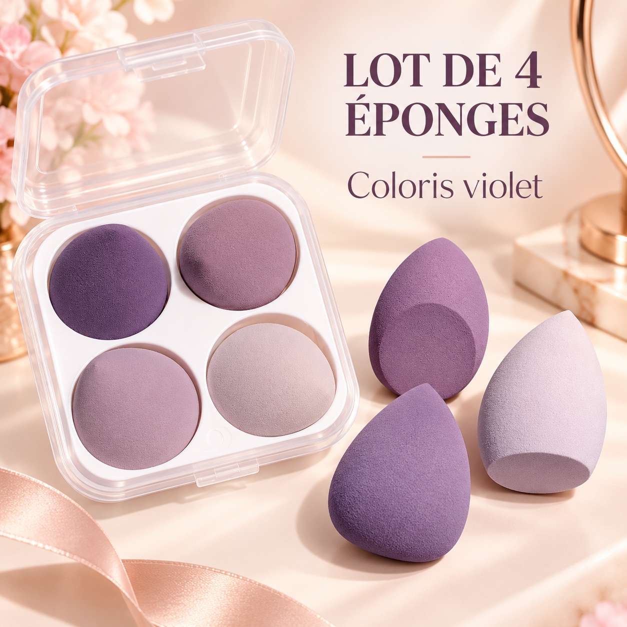 L’Écrin beauté de vos éponges ». Un rendu élégant, clair et premium.